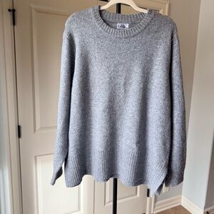 Jon & Anna Gray Oversized Crewneck Sweater XL Chunky Knit Cozy Pullover